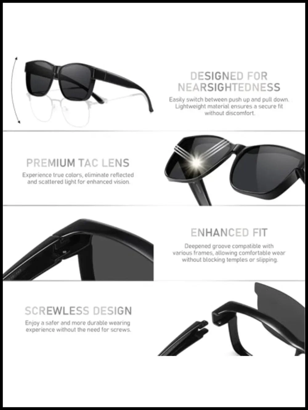 Fit Over Polarized Sunglasses Oversized Square UV400 Driving Shades